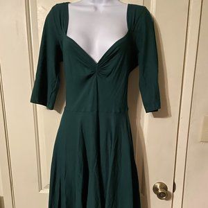 Plus Size Green Sweetheart Neck Circle Skirt Elbow Length Sleeve Dress 4XL